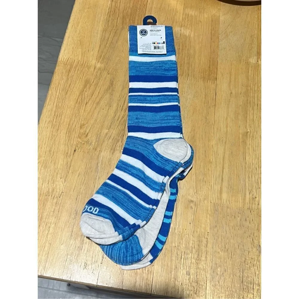 Life Is Good Mens 3 Pack Crew Socks NEW Blue Patterned